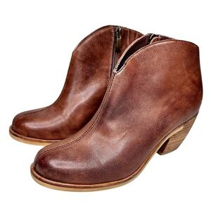 Antelope Leather Ankle Boots SZ 37 Tan Cognac Brown